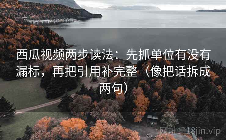 西瓜视频两步读法：先抓单位有没有漏标，再把引用补完整（像把话拆成两句）